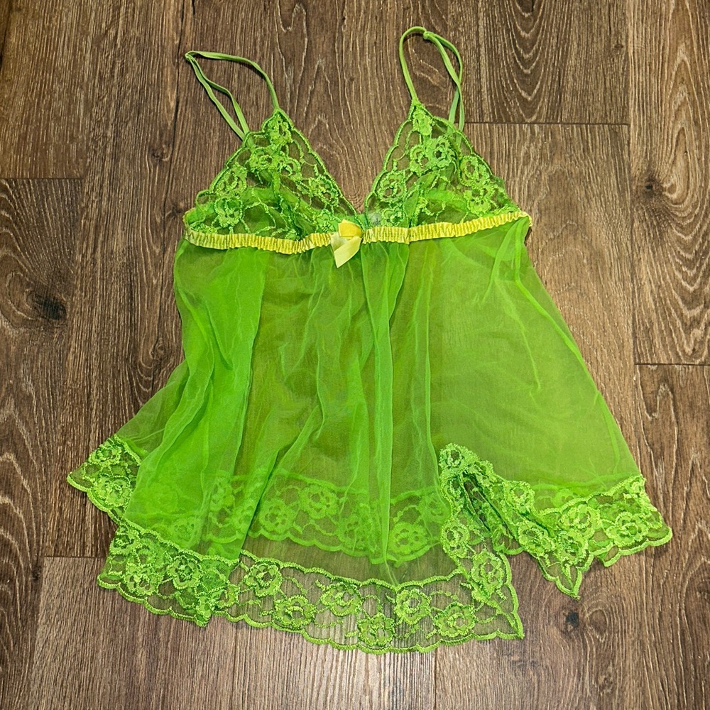 Frederick's of Hollywood Lime Green Lace Chemise
